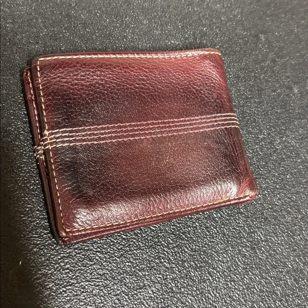Timberland Men's Burgundy Leather Card Holder Bifold Vintage 90’s